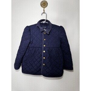 Ralph Lauren Girls 6 Blue Padded Puffer Packable Jacket Corduroy Collar